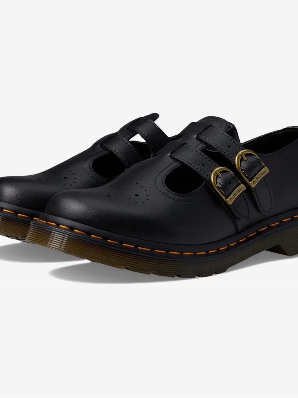 Dr. Marten Black Double-Buckle Leather Mary Jane Shoes for Women